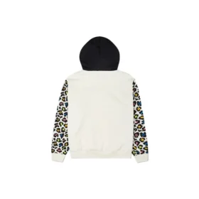Felpa con cappuccio a maniche lunghe con stampa leopardo arcobaleno Taglie asiatiche “Off White”
