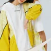 Felpa con cappuccio Athleisure Casual Sports a colori contrastanti, bianca