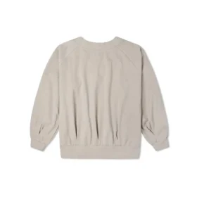 Felpa con cappuccio beige a V in maglia larga a tinta unita