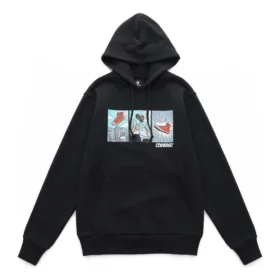 Felpa con cappuccio Comic Graphic Taglie asiatiche “Nero”