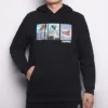 Felpa con cappuccio Comic Graphic Taglie asiatiche “Nero”