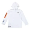 Felpa con cappuccio da uomo Converse x Rokit Crossover con stampa grande del logo, maniche lunghe, bianca