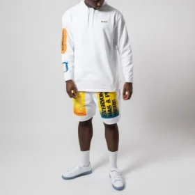 Felpa con cappuccio da uomo Converse x Rokit Crossover con stampa grande del logo, maniche lunghe, bianca