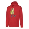 Felpa con cappuccio e coulisse con stampa Finger Letter, rossa