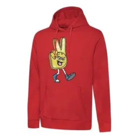 Felpa con cappuccio e coulisse con stampa Finger Letter, rossa