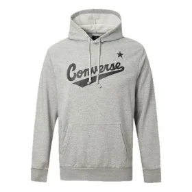 Felpa con cappuccio e coulisse Converse da uomo con stampa logo Alphabet, grigia
