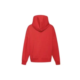 Felpa con cappuccio e logo stampato, cordino, rosso