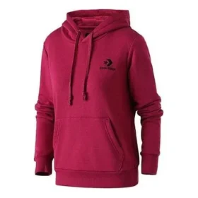 Felpa con cappuccio e ricamo a stella a zig-zag Taglie asiatiche “Dark Red”