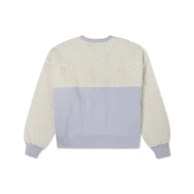 Felpa con cappuccio in lana d’agnello con girocollo e giunture, bianco latte