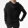 Felpa con cappuccio in maglia casual sportiva Athleisure, nera