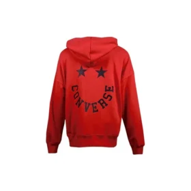 Felpa con cappuccio in maglia con logo e coulisse – Rossa