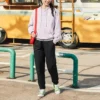 Felpa con cappuccio in maglia con logo ricamato Viola