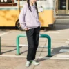 Felpa con cappuccio in maglia con logo ricamato Viola