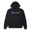 Felpa con cappuccio in maglia ricamata con lettere dell’alfabeto in colori a contrasto – Nero
