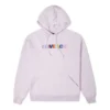 Felpa con cappuccio in maglia ricamata con lettere dell’alfabeto in colori a contrasto Viola