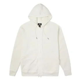 Felpa con cappuccio in pile French Terry con zip integrale Taglie asiatiche “White” Felpa con cappuccio in pile French Terry con zip integrale Taglie asiatiche “White”