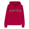 Felpa con cappuccio Love the Progress Print Taglie asiatiche “Rosso”