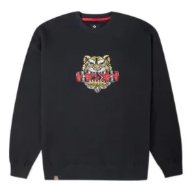 Felpa con collo rotondo e motivo tigre della serie Capodanno Taglie asiatiche “Nero”