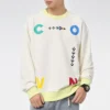 Felpa con collo rotondo e stampa a lettere a contrasto in stile sportivo Taglie asiatiche “Bianco”