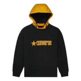 Felpa sportiva con cappuccio e lettere del logo da uomo, nera