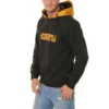 Felpa sportiva con cappuccio e lettere del logo da uomo, nera