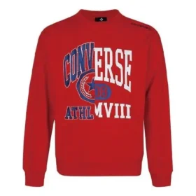 Felpa unisex con logo stampato e collo rotondo – Rossa