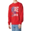 Felpa unisex con logo stampato e collo rotondo – Rossa
