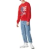 Felpa unisex con logo stampato e collo rotondo – Rossa