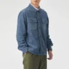 Giacca a camicia con spalline Taglie asiatiche “Lakeside Blue”