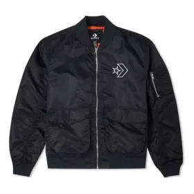 Giacca aviatore retrò sportiva ampia con logo SS22 Unisex Nero