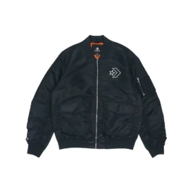 Giacca aviatore retrò sportiva ampia con logo SS22 Unisex Nero