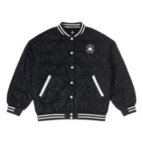 Giacca bomber da baseball imbottita RPC Taglie asiatiche “Black White”