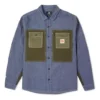 Giacca-camicia da uomo Converse Flowers con piccolo logo, cuciture retrò e colori a contrasto, blu