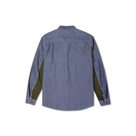 Giacca-camicia da uomo Converse Flowers con piccolo logo, cuciture retrò e colori a contrasto, blu