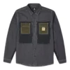 Giacca-camicia da uomo Converse Flowers con piccolo logo, stile retrò, cuciture a contrasto e tessuto intrecciato, nero scuro