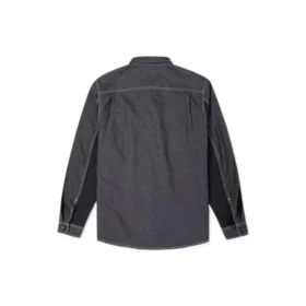Giacca-camicia da uomo Converse Flowers con piccolo logo, stile retrò, cuciture a contrasto e tessuto intrecciato, nero scuro