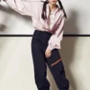 Giacca casual con logo piccolo Rosa Viola