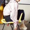 Giacca casual con logo piccolo Rosa Viola