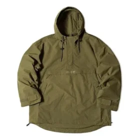 Giacca casual sportiva da uomo Converse x Kim Jones con cappuccio e mezza zip, verde militare
