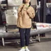 Giacca con cappuccio casual retrò, modello per coppia, taglie asiatiche “Khaki”