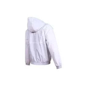 Giacca con cappuccio, coulisse e tasche con cerniera, bianca