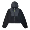 Giacca con cappuccio in lana d’agnello con zip integrale, nera
