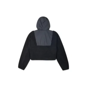 Giacca con cappuccio in lana d’agnello con zip integrale, nera