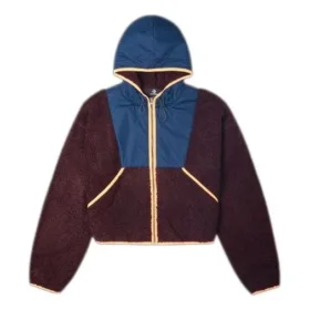 Giacca con cappuccio in pile con zip integrale Taglie asiatiche “Red Currant”