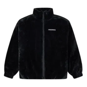 Giacca con colletto alto, ampia, con logo e isolante, stile coppia, nero