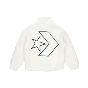 Giacca con colletto morbido e logo Stay Warm, taglie asiatiche “Bianco”