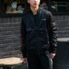 Giacca da baseball casual con colletto alla coreana Taglie asiatiche “Black”