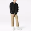 Giacca da baseball Converse Aviator da uomo in tessuto antivento con cerniera, autunnale, nera