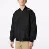 Giacca da baseball Converse Aviator da uomo in tessuto antivento con cerniera, autunnale, nera