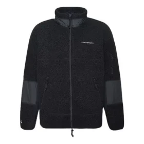 Giacca da uomo Converse Splicing Stay Warm con collo alto, nera